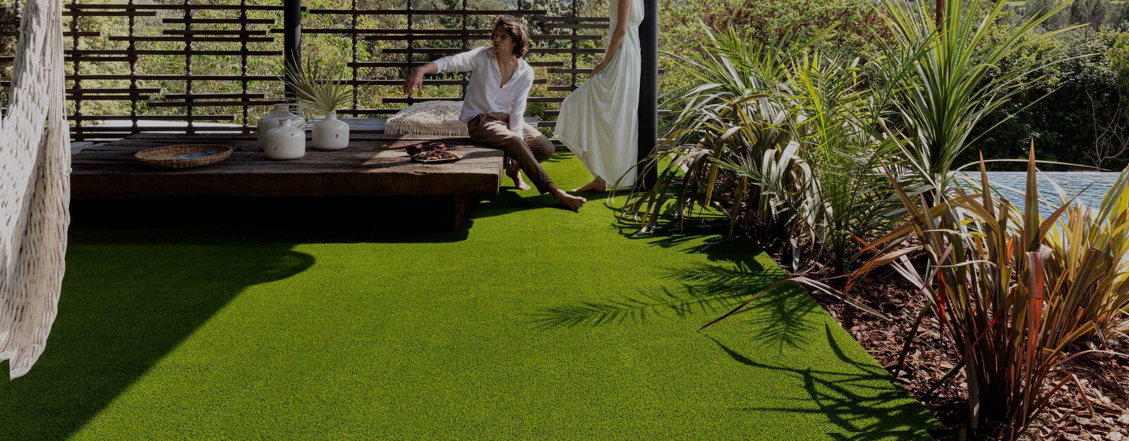 Rooftop hotel pool grass